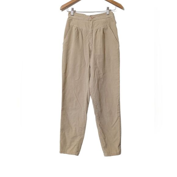 Wrangler Women's High Waisted Corduroy Pants Tapered Peg Leg Tan Beige - Picture 1 of 4